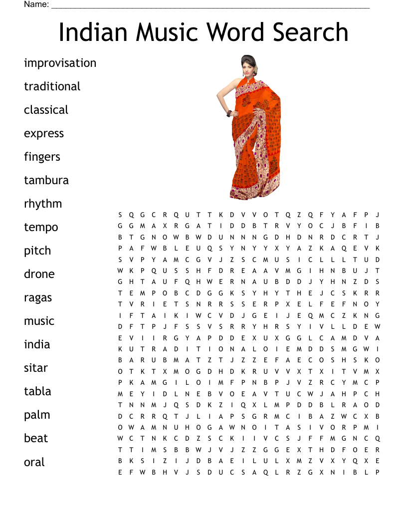  Indian Music Word Search