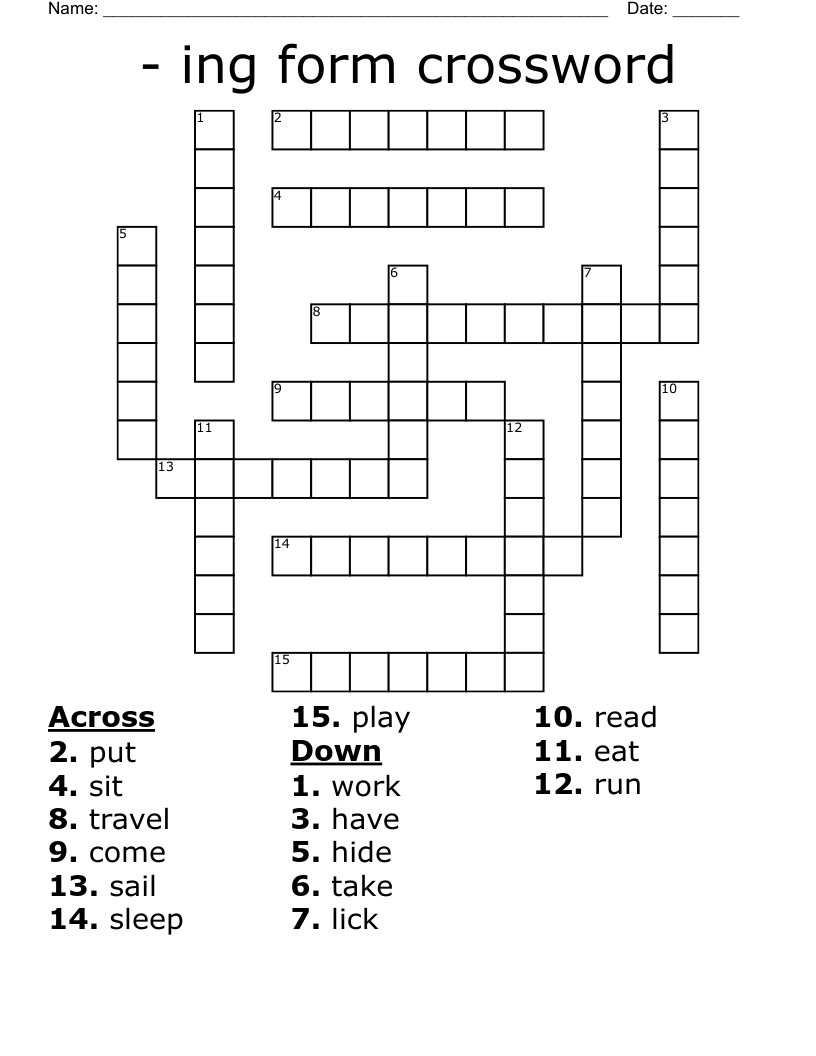 - ing form crossword