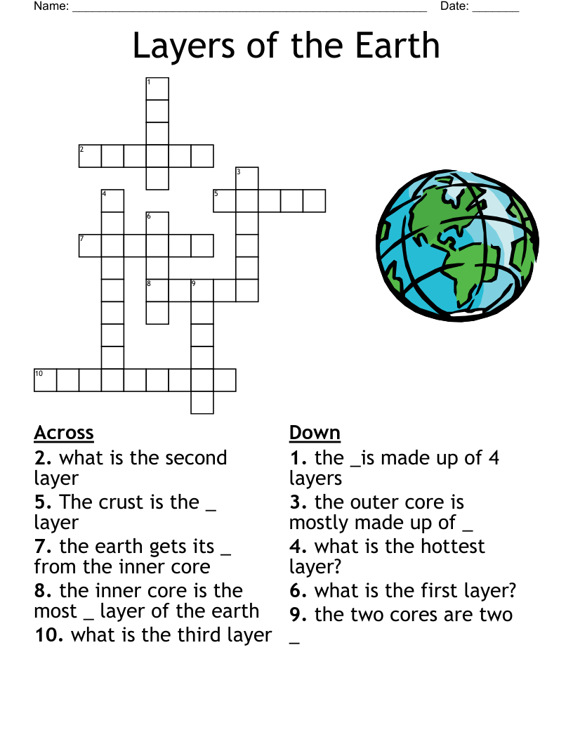 Layers of the Earth Crossword