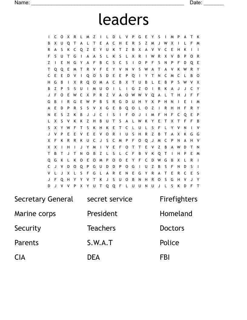 leaders  Word Search