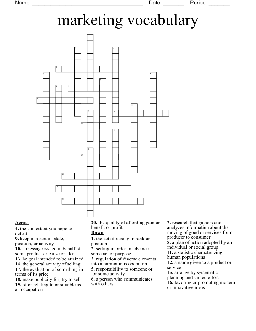  marketing vocabulary Crossword