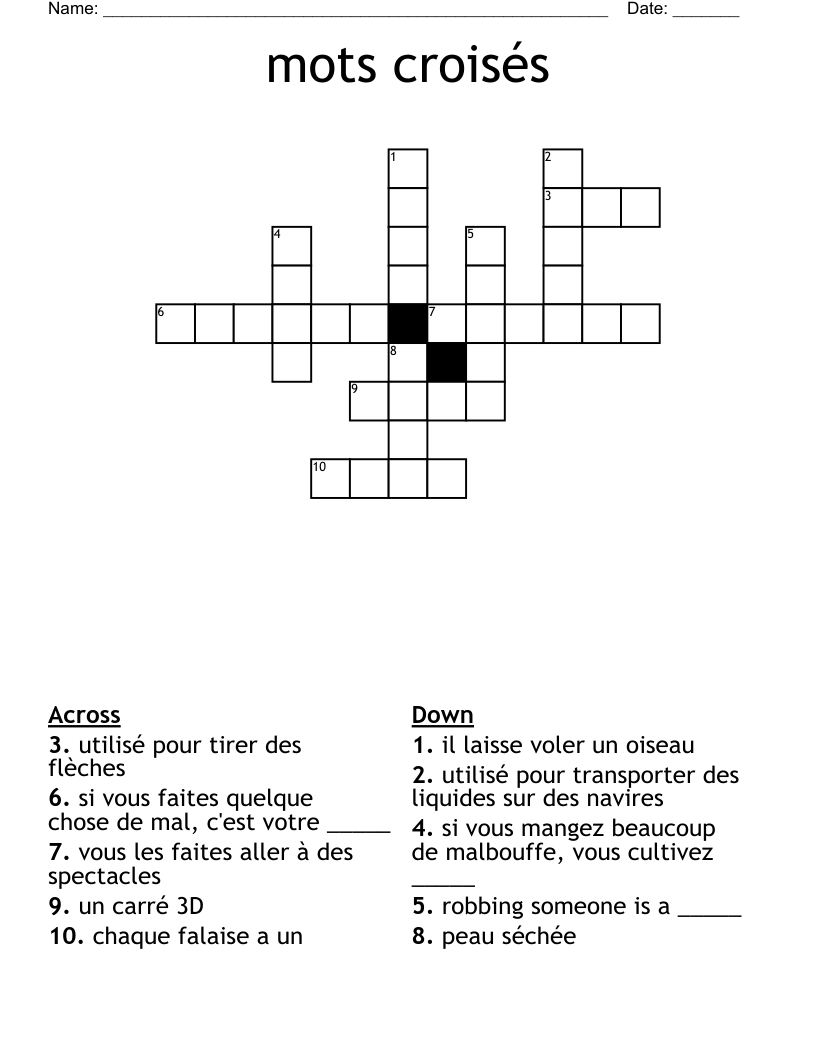  mots croisés Crossword