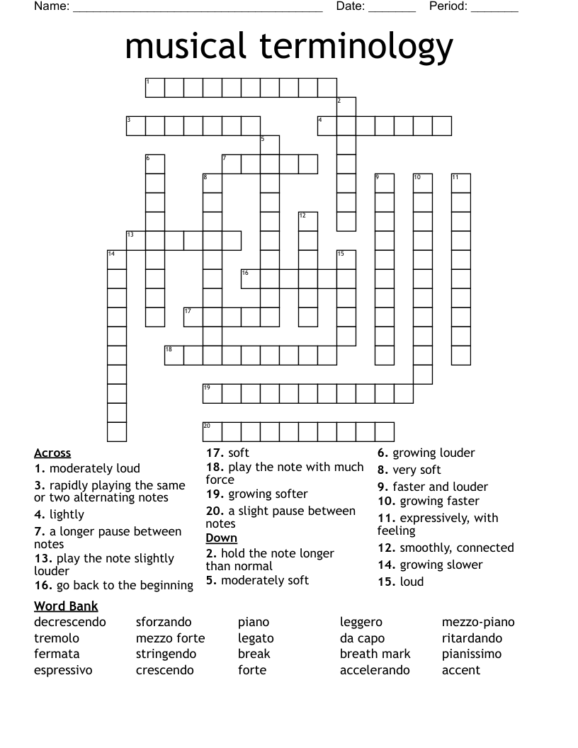  musical terminology  Crossword