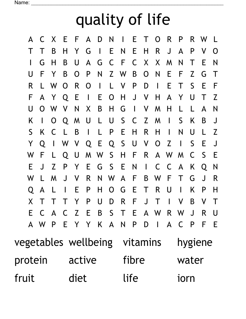  quality of life Word Search