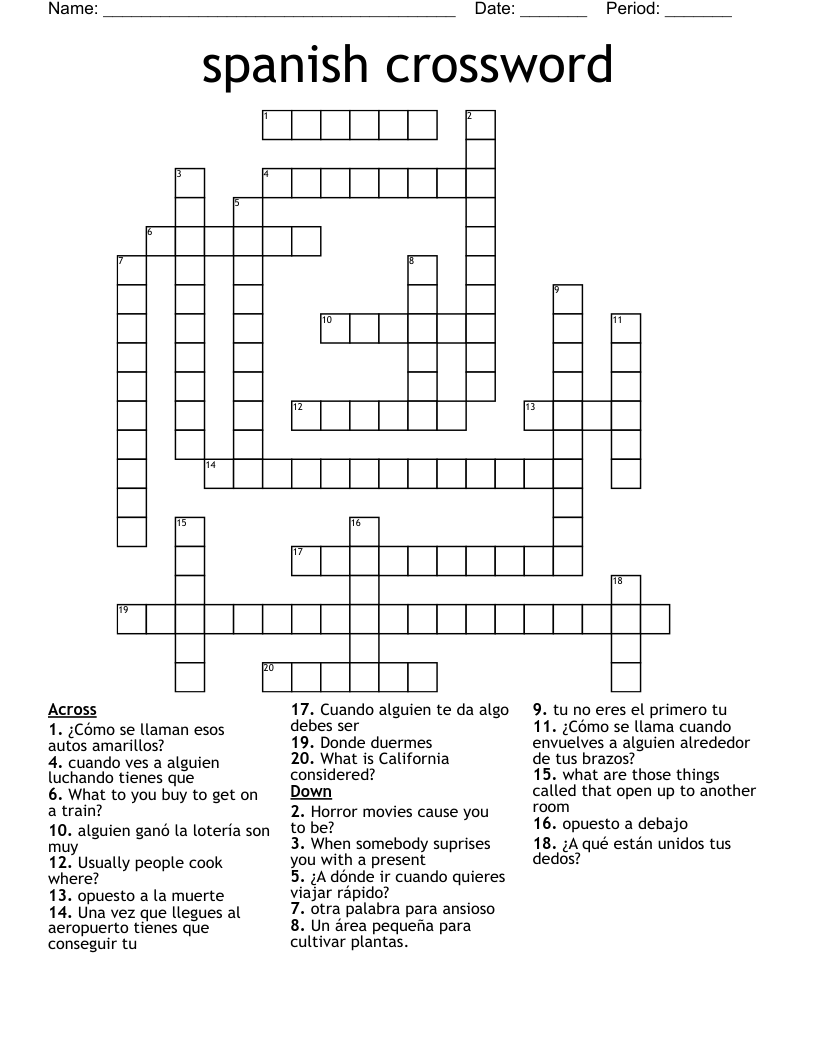 spanish crossword