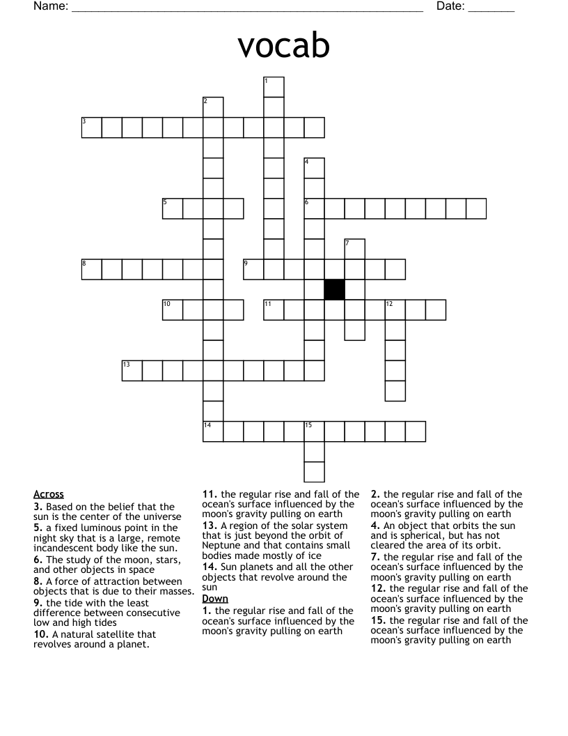 vocab Crossword