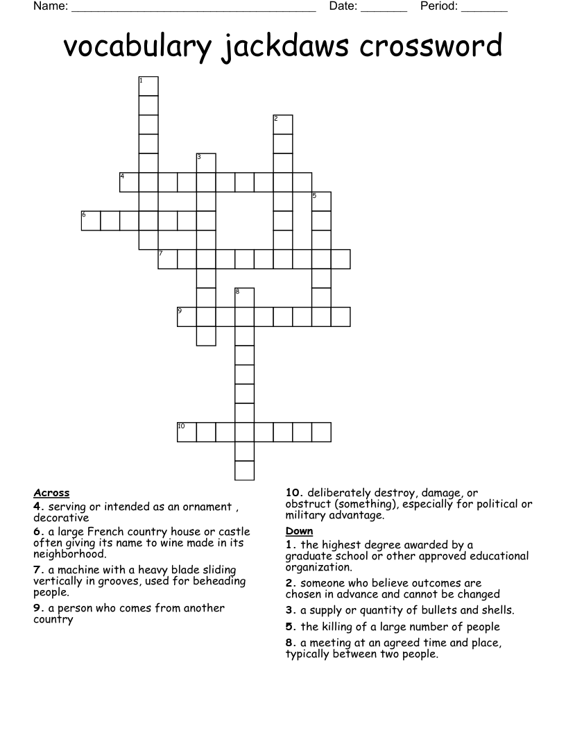  vocabulary jackdaws crossword