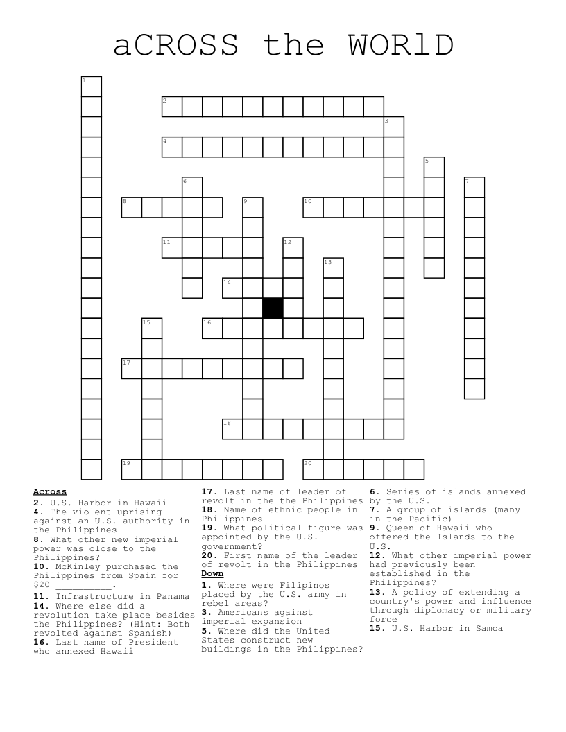 aCROSS the WORlD Crossword
