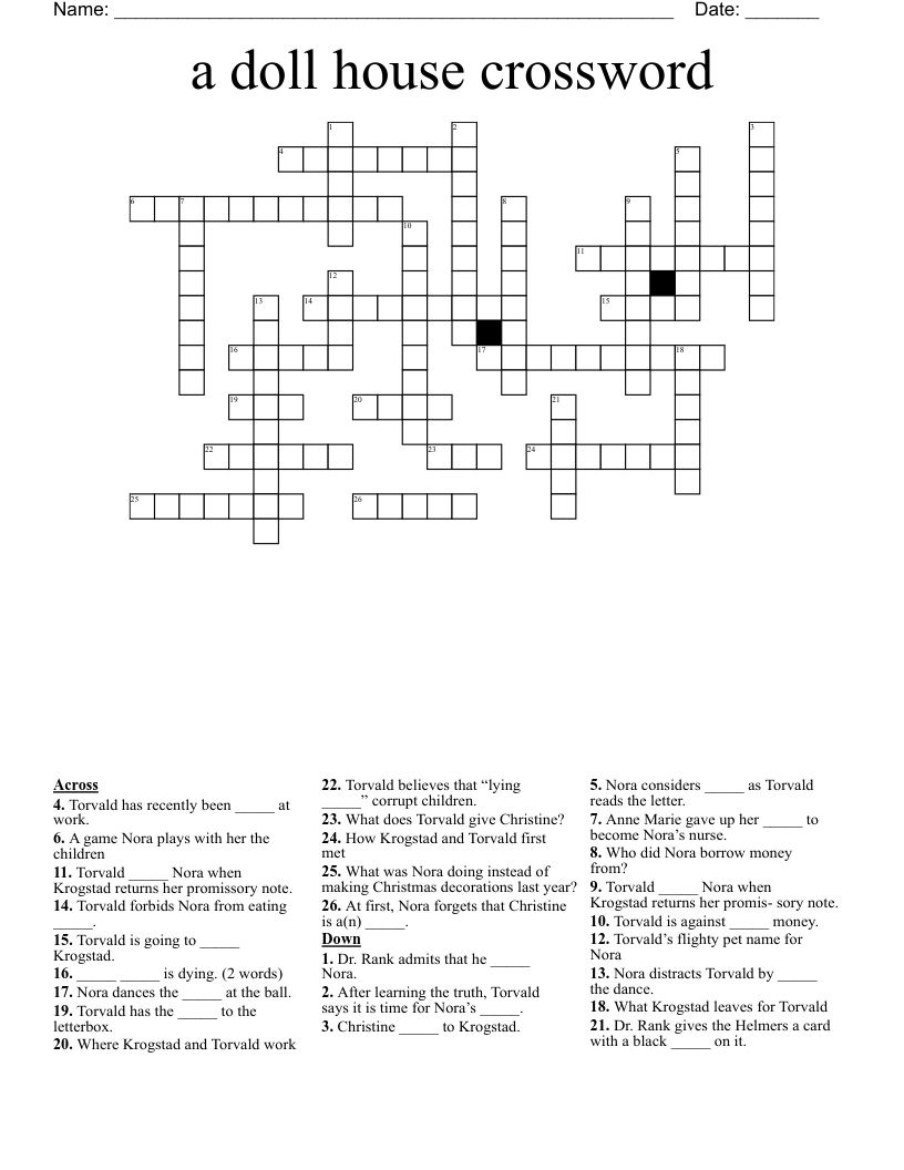a doll house crossword