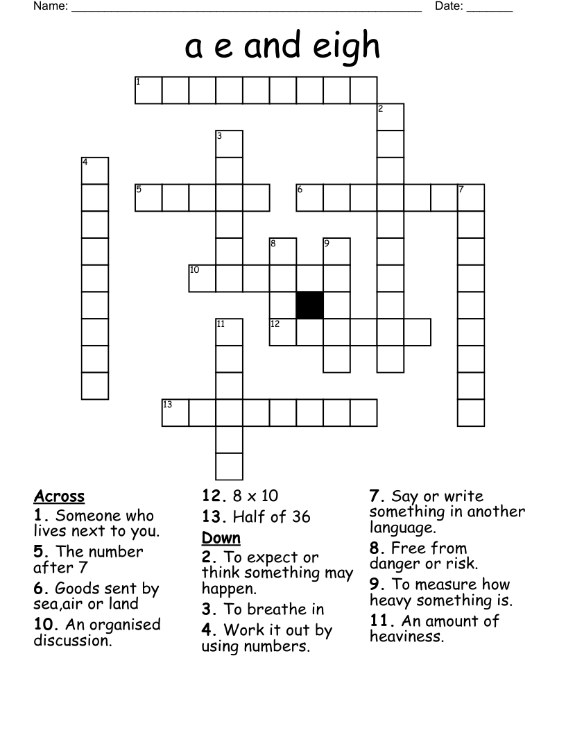 a e and eigh Crossword