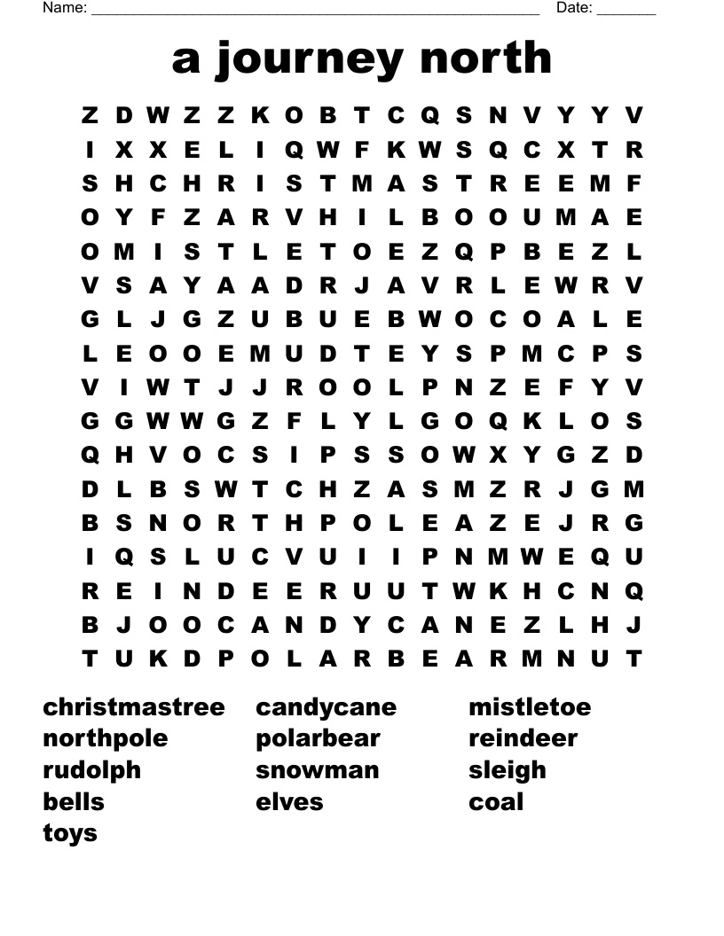 a journey north  Word Search