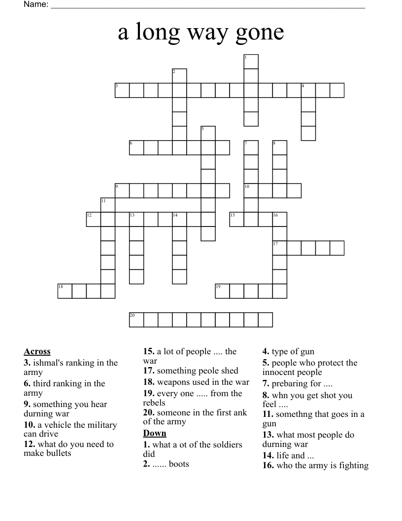 a long way gone Crossword