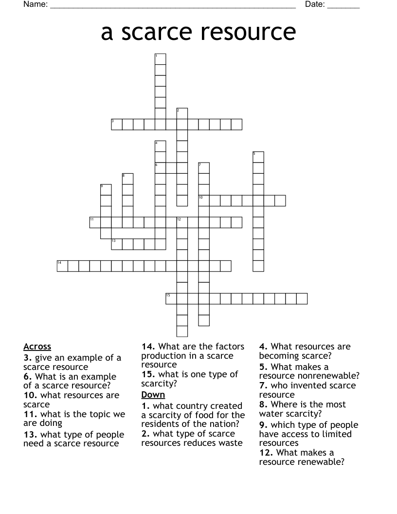 a scarce resource Crossword