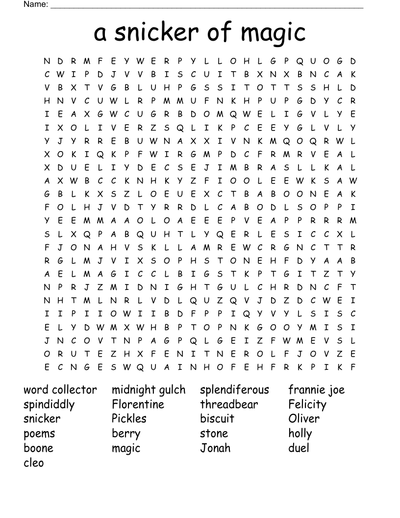 a snicker of magic Word Search