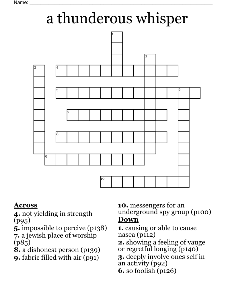 a thunderous whisper  Crossword