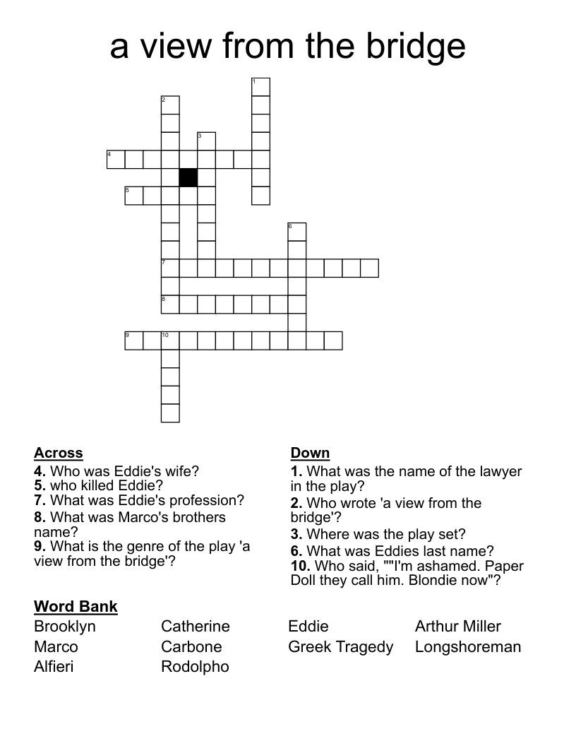 a view from the bridge Crossword