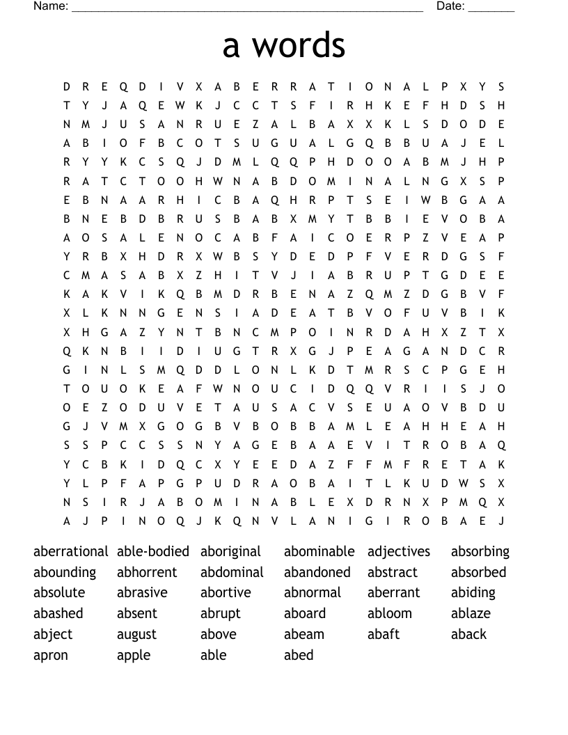 a words Word Search