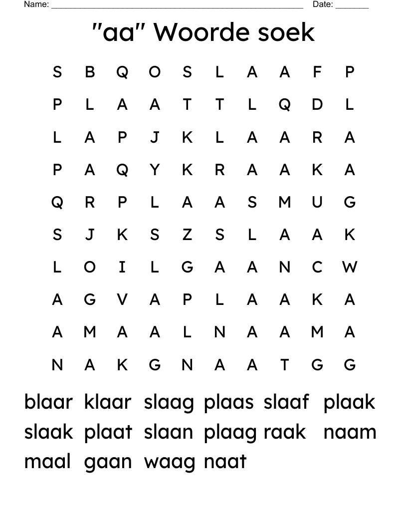 "aa" Woorde soek Word Search