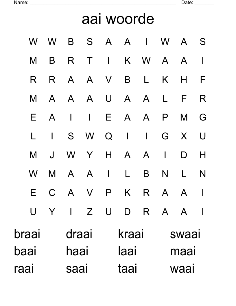 aai woorde Word Search