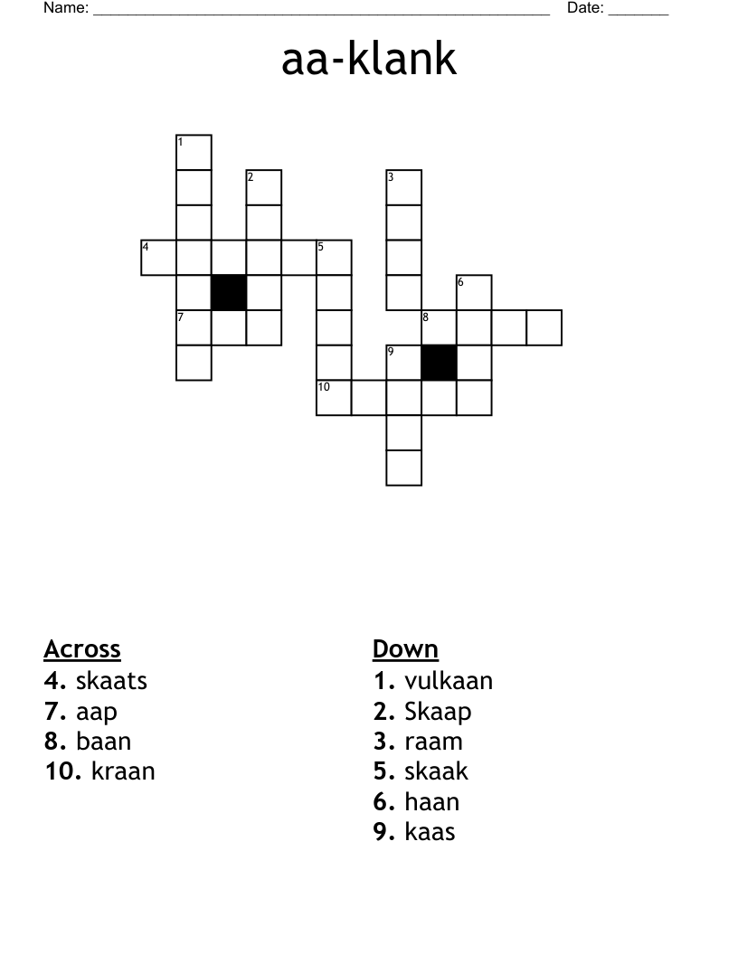aa-klank Crossword