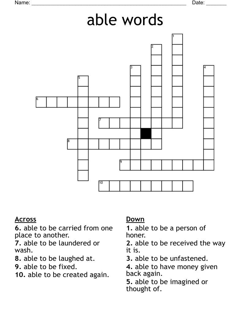 able words Crossword