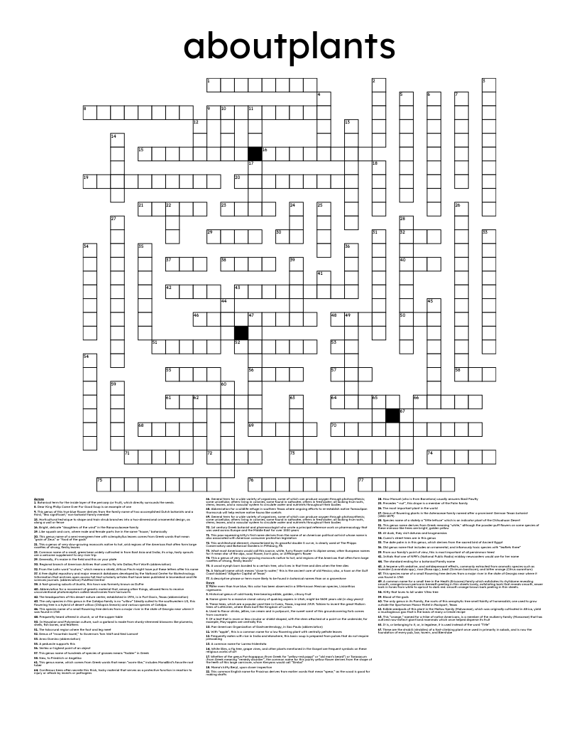 aboutplants Crossword