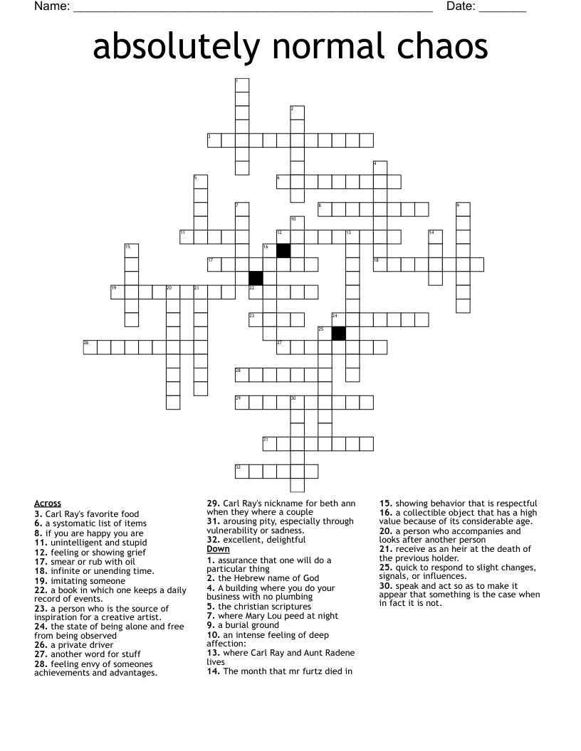 absolutely normal chaos  Crossword