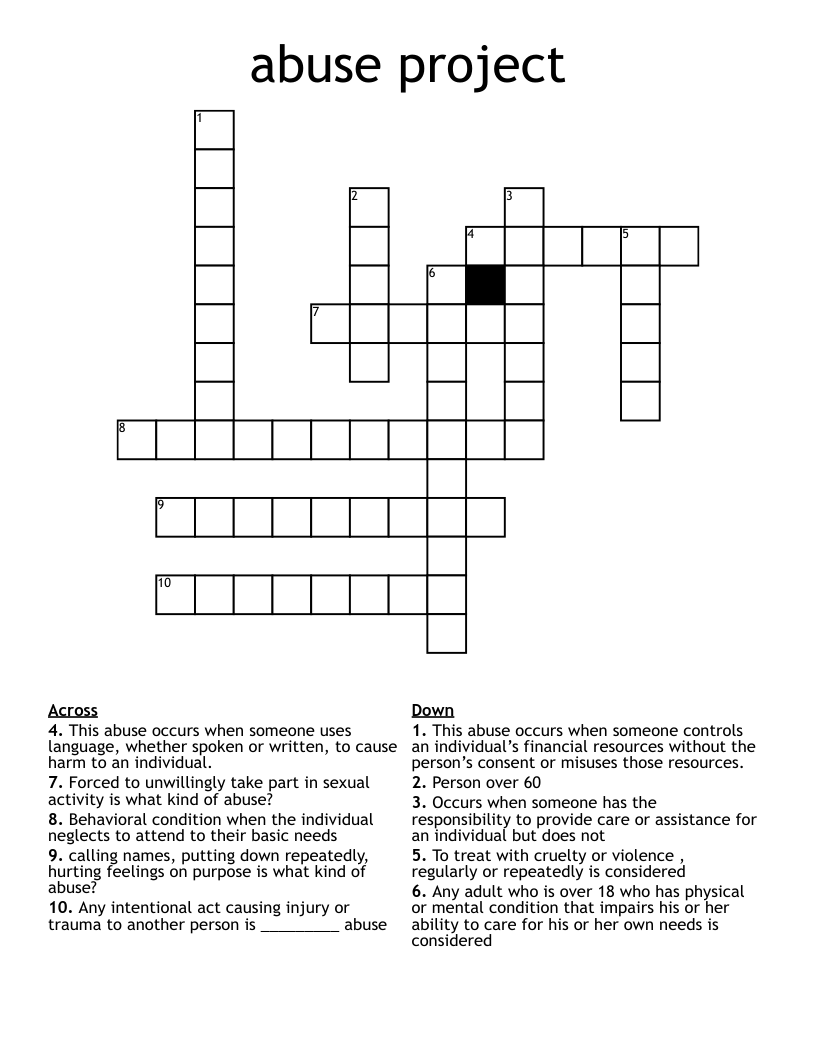 abuse project Crossword