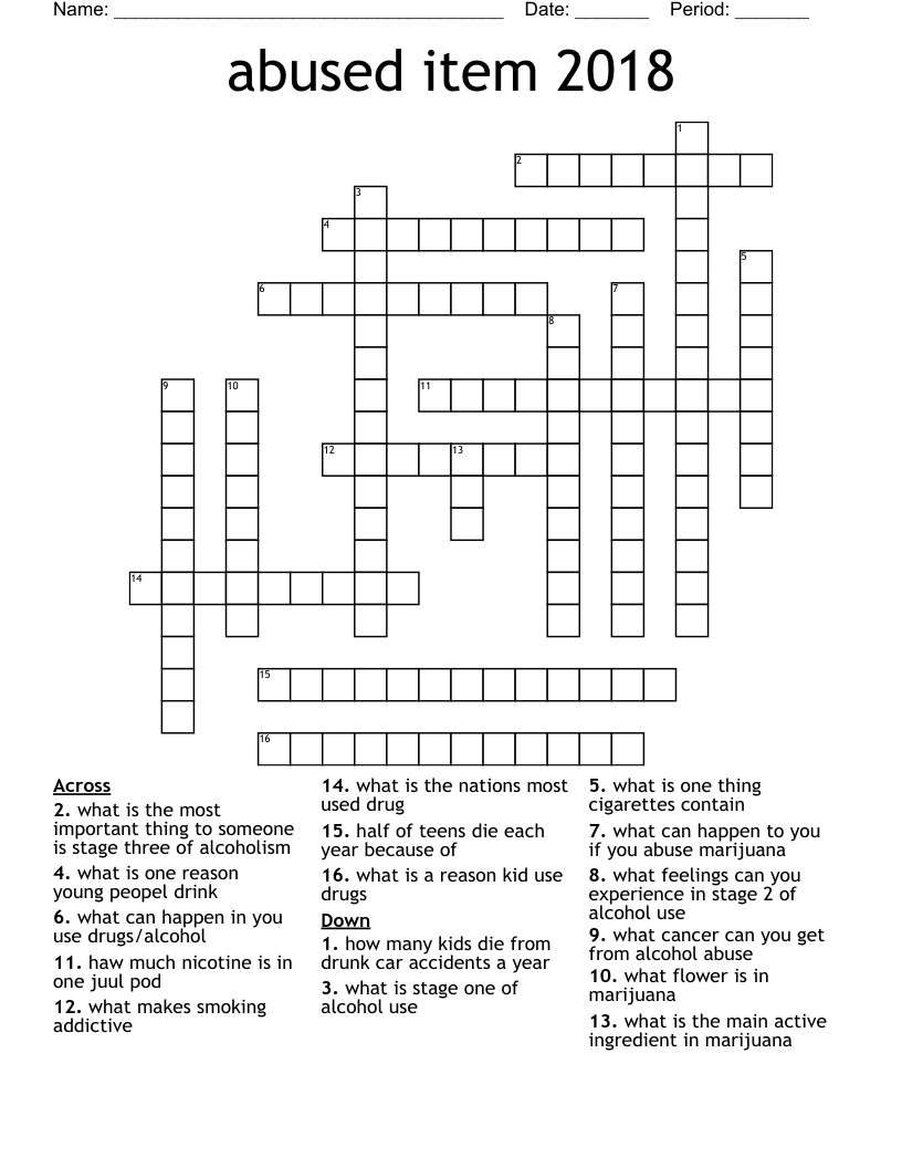 abused item 2018 Crossword