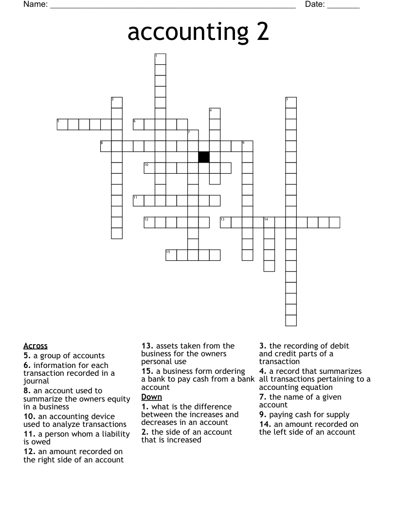 accounting 2 Crossword