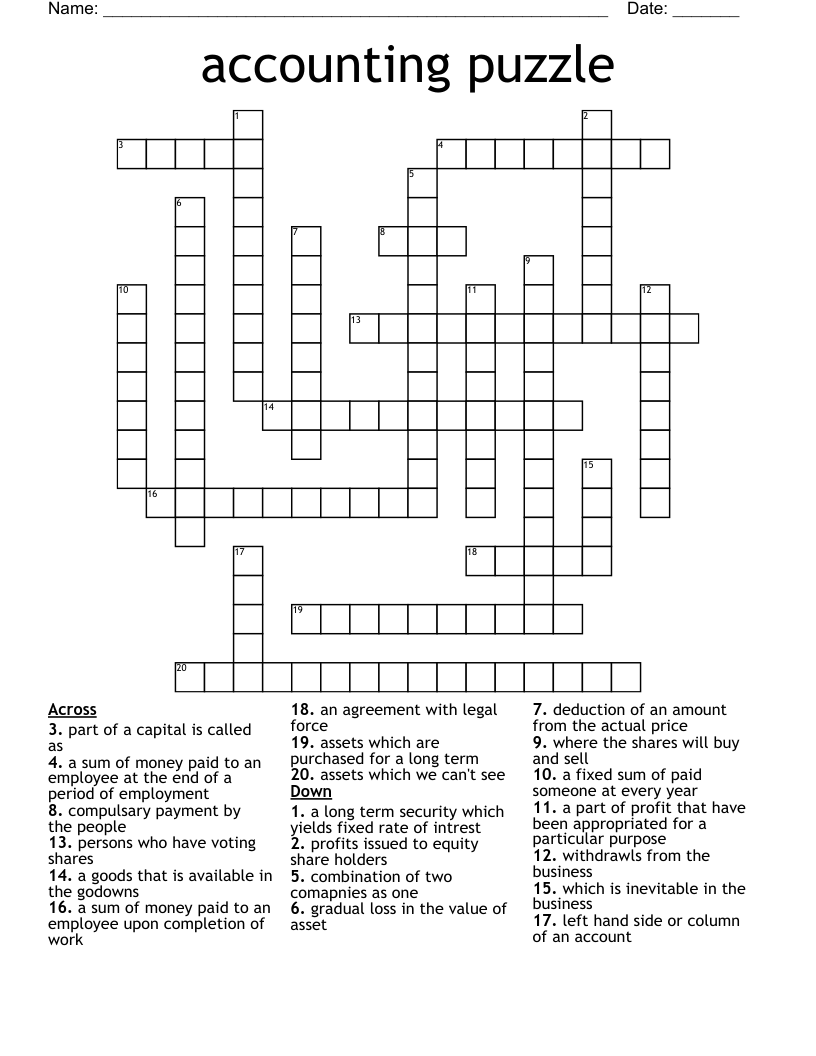 accounting puzzle Crossword