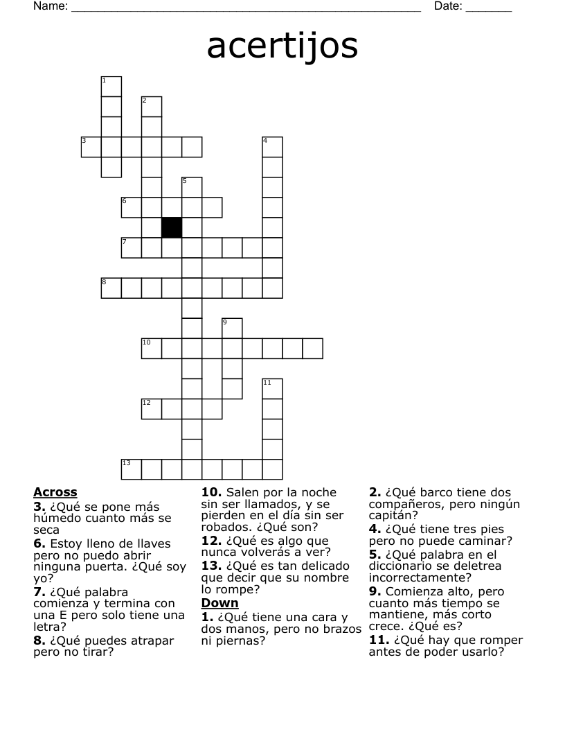 acertijos Crossword