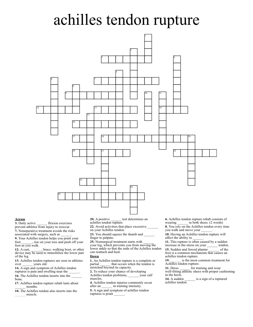 achilles tendon rupture  Crossword