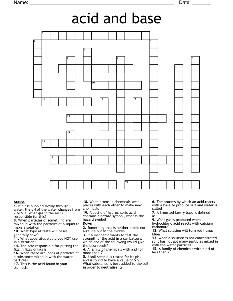 acid and base Crossword