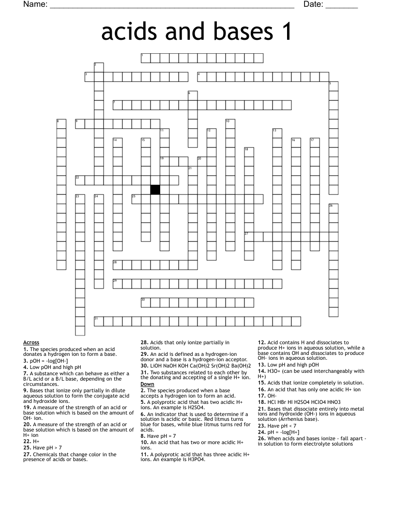 acids and bases  1 Crossword