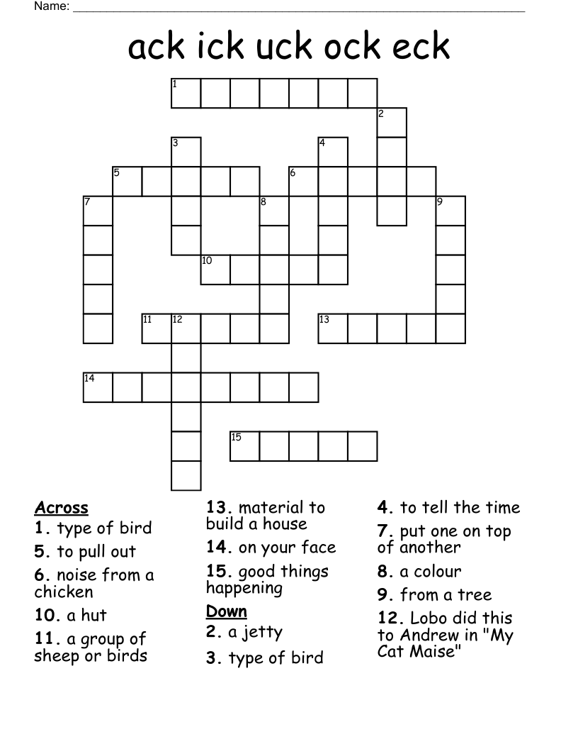 ack ick uck ock eck Crossword