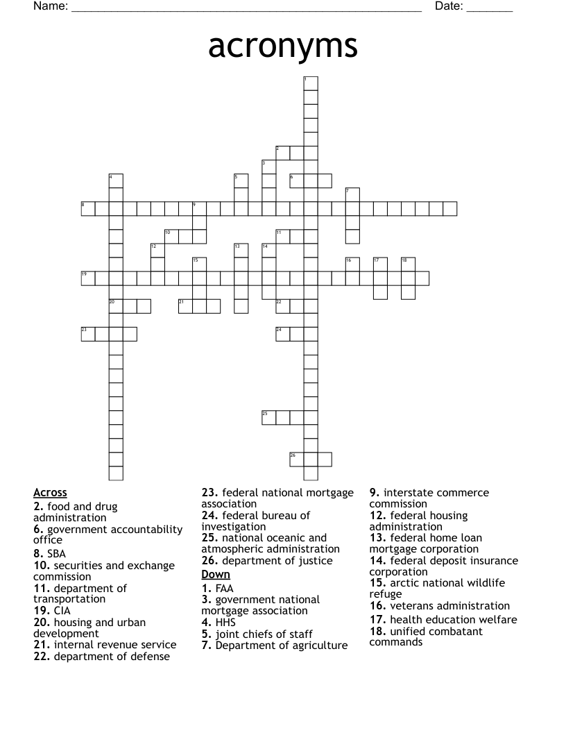 acronyms Crossword