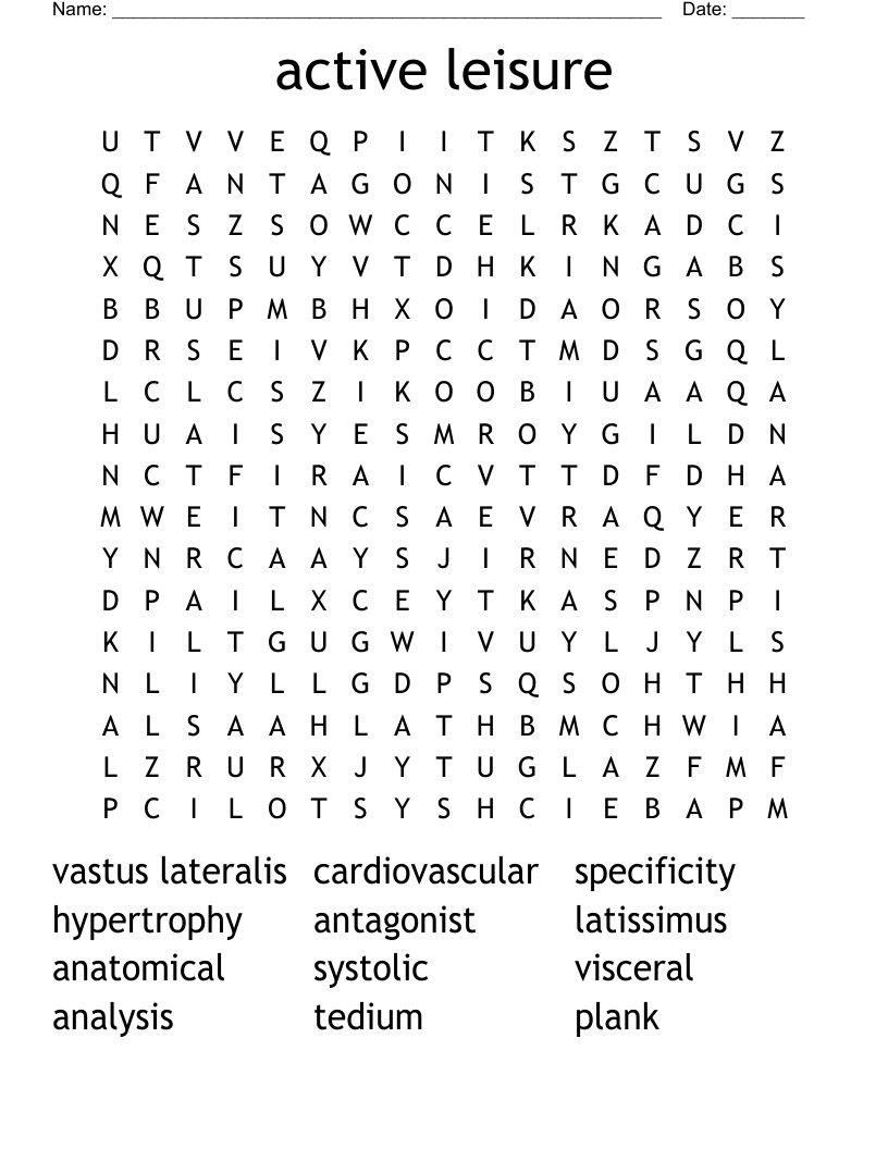 active leisure Word Search