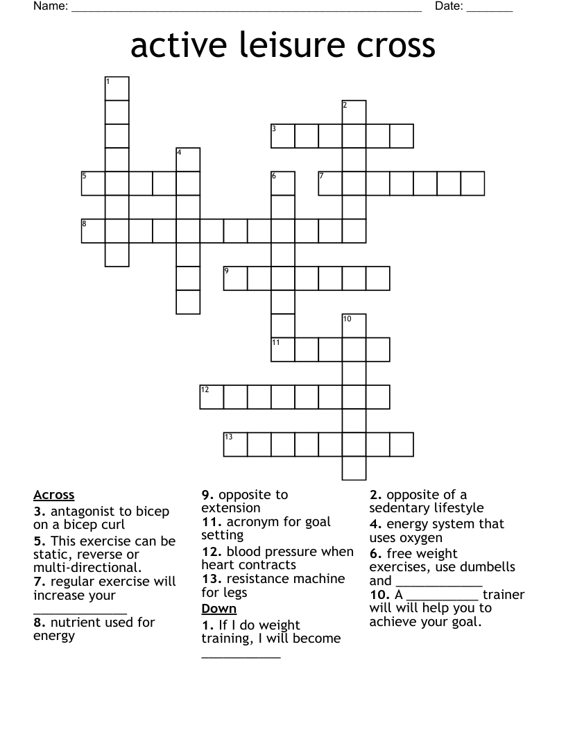 active leisure cross Crossword