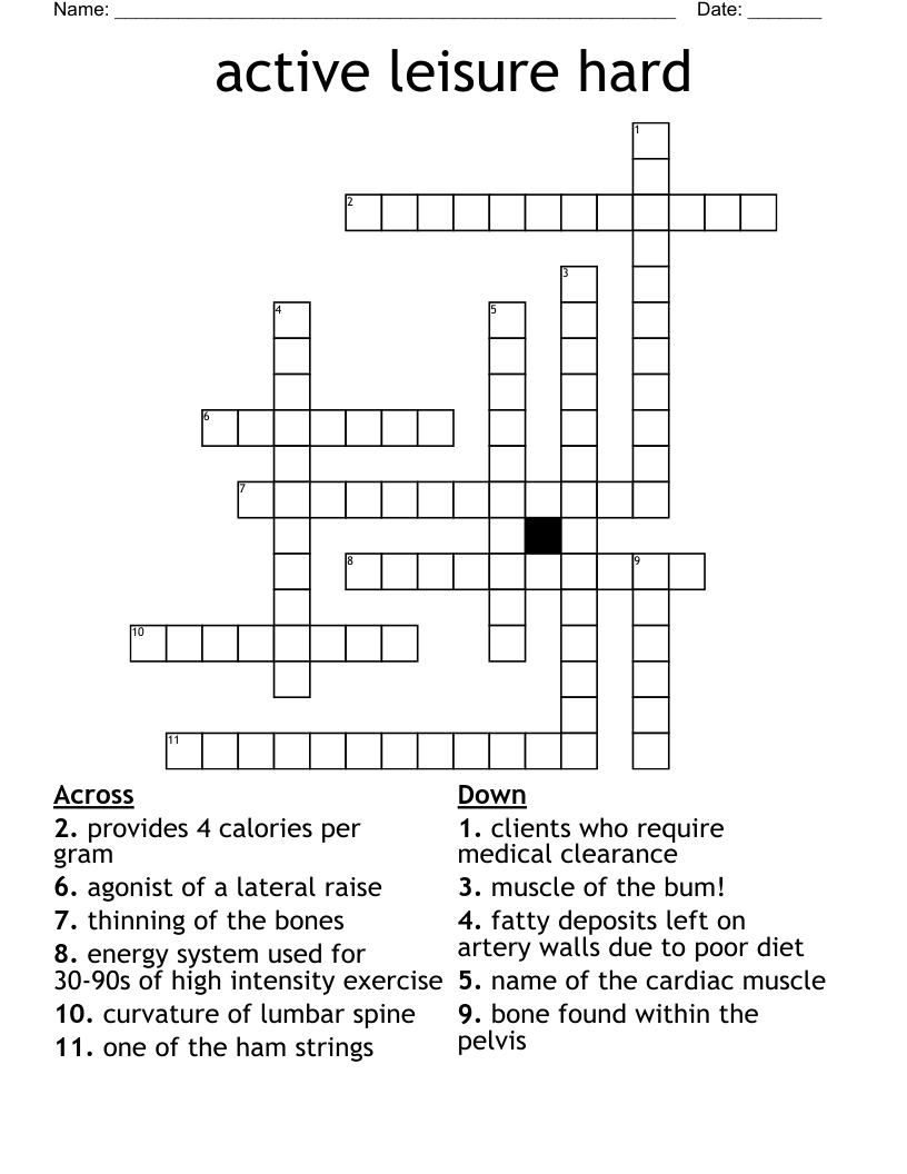 active leisure hard  Crossword