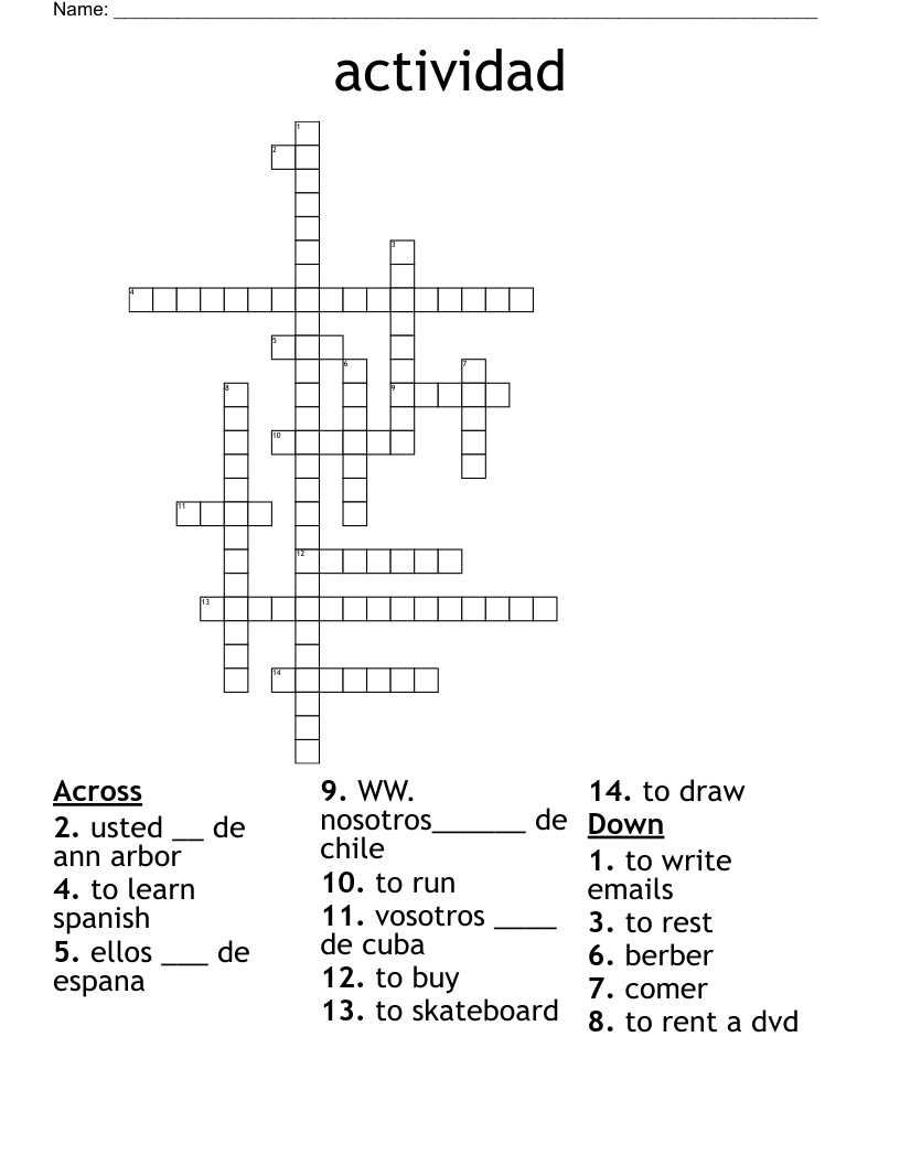 actividad Crossword