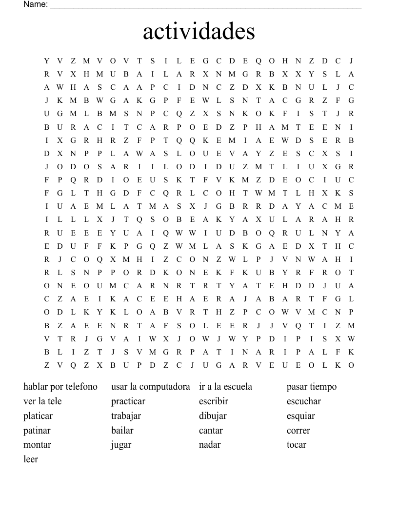 actividades Word Search