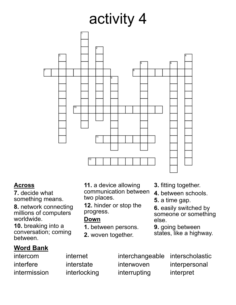 activity 4 Crossword