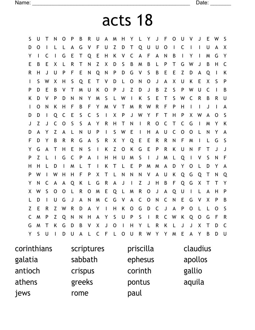 acts 18 Word Search