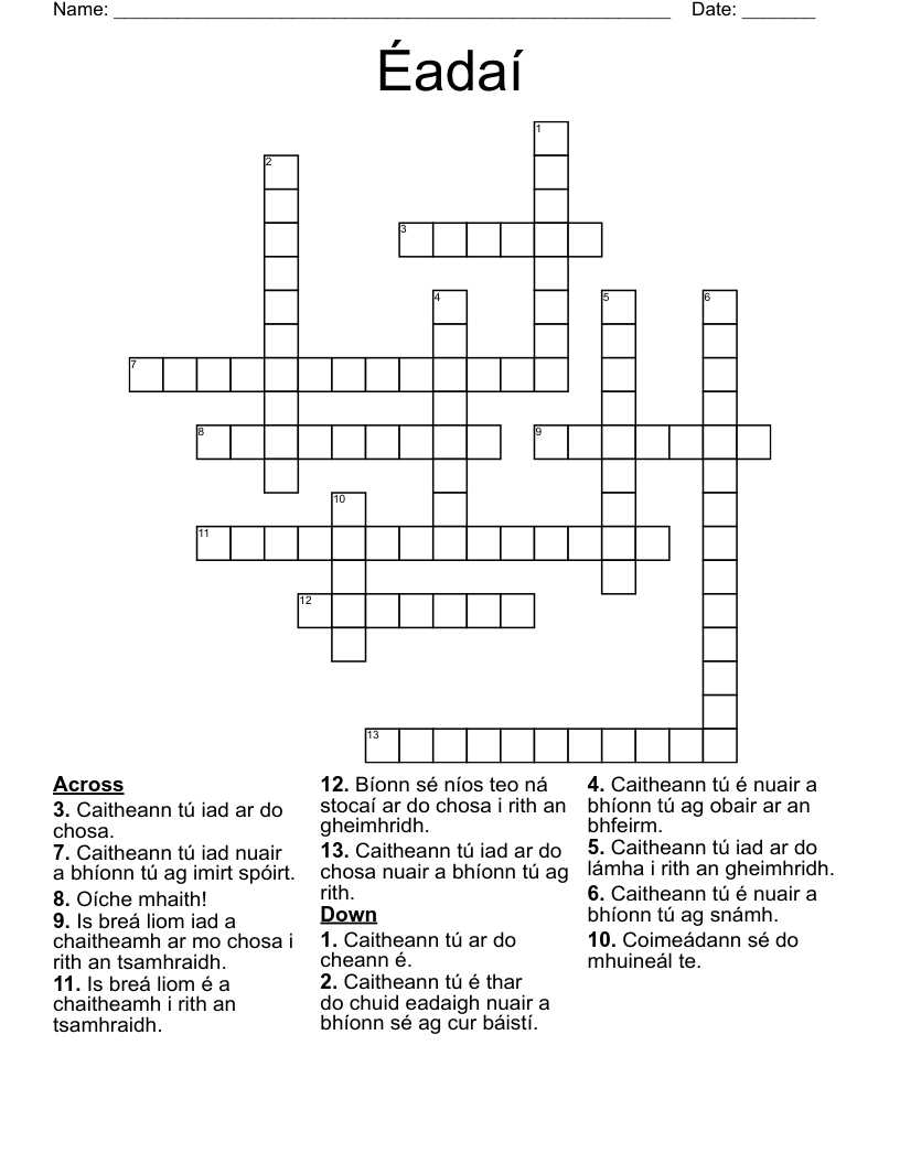 Éadaí Crossword