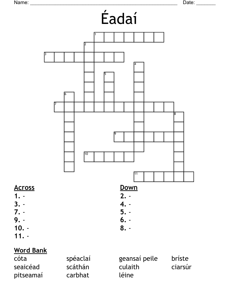 Éadaí Crossword
