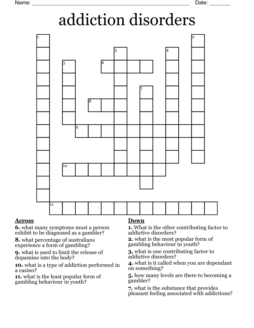 addiction disorders Crossword