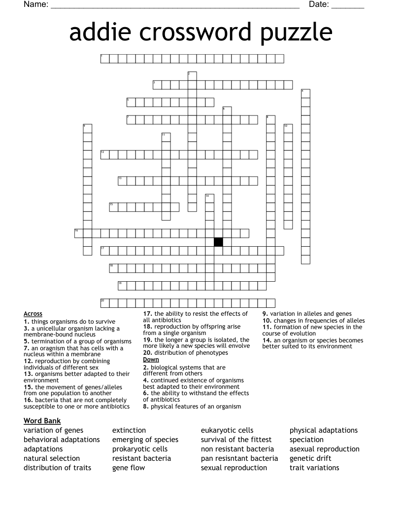 addie crossword puzzle