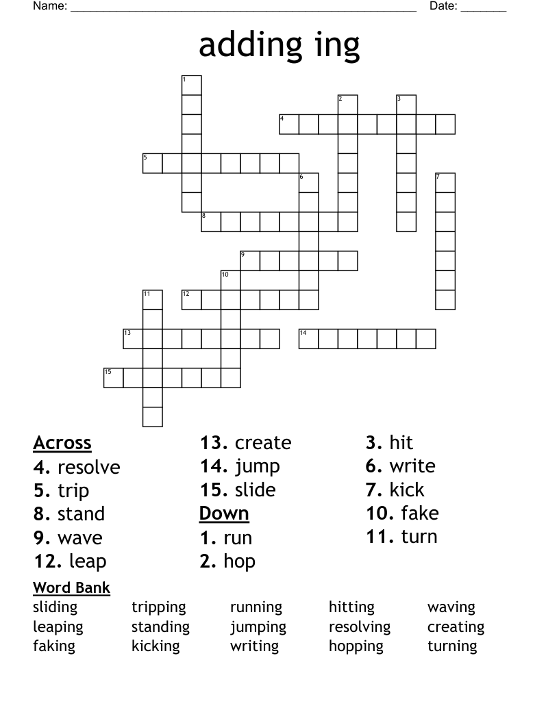 adding ing Crossword