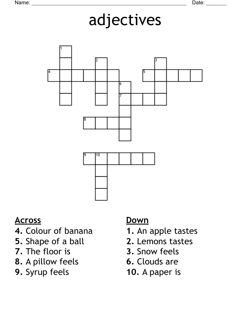 adjectives Crossword
